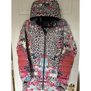 Johnny Was Lubello Reversible Hooded Floral Parka down Puffer Jacket $450 new S